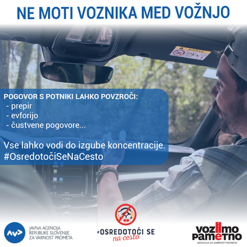 Opozorilna fotografija Osredotoči se na cesto