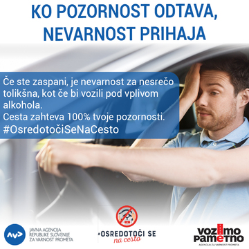 Opozorilna fotografija Osredotoči se na cesto