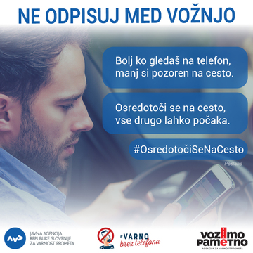 Opozorilna fotografija Osredotoči se na cesto